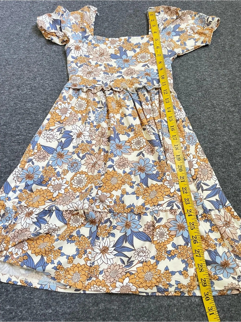 Btween Girls Floral Tiered Dress Size 10 Flutter Sleeve Casual Summer